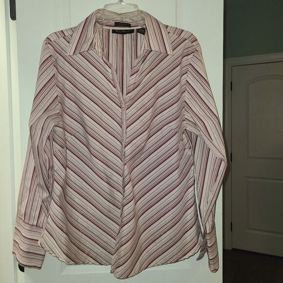 Ashley Stewart Stretch Lavender Sparkle Button Down Blouse - Picture 3 of 10
